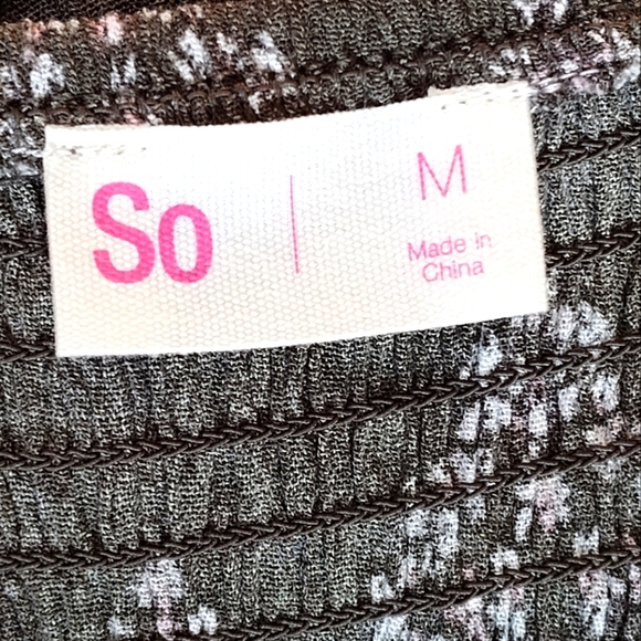 So Women's Maxi Dark Olive Floral Sundress | Size Medium - Picture 3 of 7